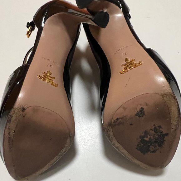 PRADA BLACK PATENT LEATHER BOOTIES SIZE 37 - Picture 5 of 5